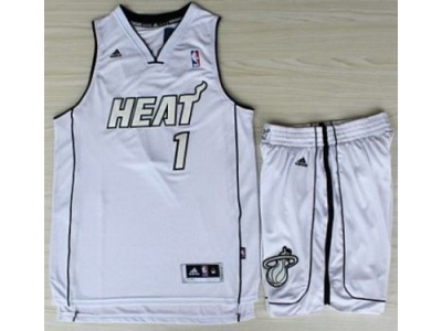 NBA Miami Heat #1 Chris Bosh White Silver Number(Revolution 30) Suits