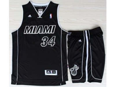 NBA Miami Heat #34 Ray Allen Black With White Shadow (Revolution 30)Suits