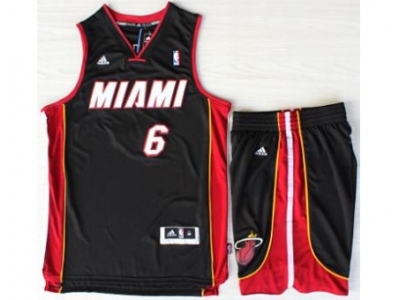 NBA Miami Heat #6 LeBron James Black Revolution 30 Swingman Short Suits MIAMI Style