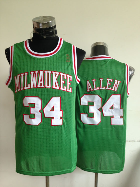 NBA Milwaukee Bucks 34 Ray Allen Authentic Green Jersey