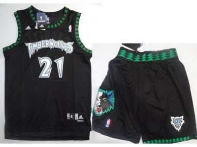 NBA Minnesota Timberwolves #21 Kevin Garnett Black Jerseys Suits