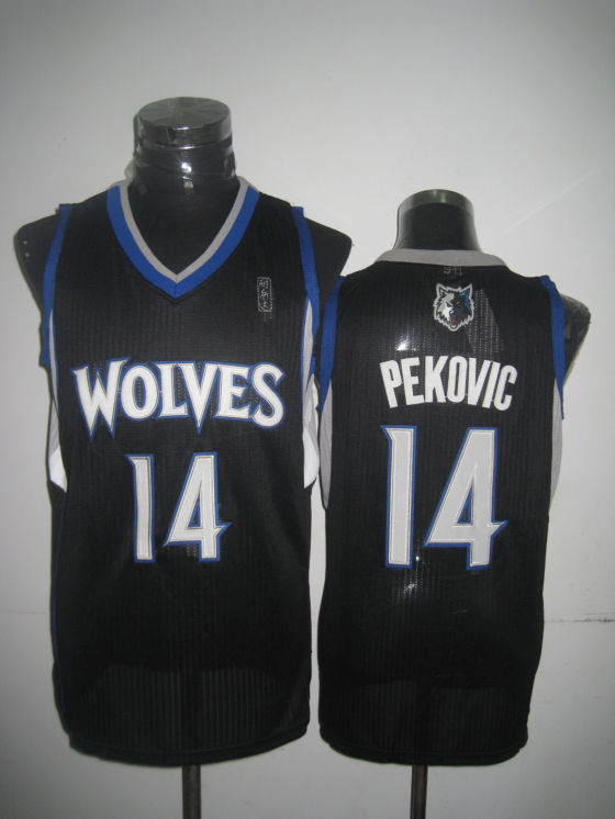 NBA Minnesota Timberwolves 14 Nikola Pekovic Authentic Black Jersey