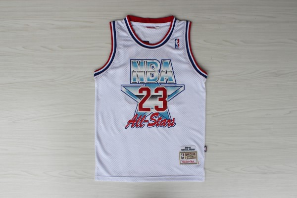 NBA Mitchell Ness Chicago Bulls 23 Michael Jordan Throwback White 1991 1993 All Star Jersey