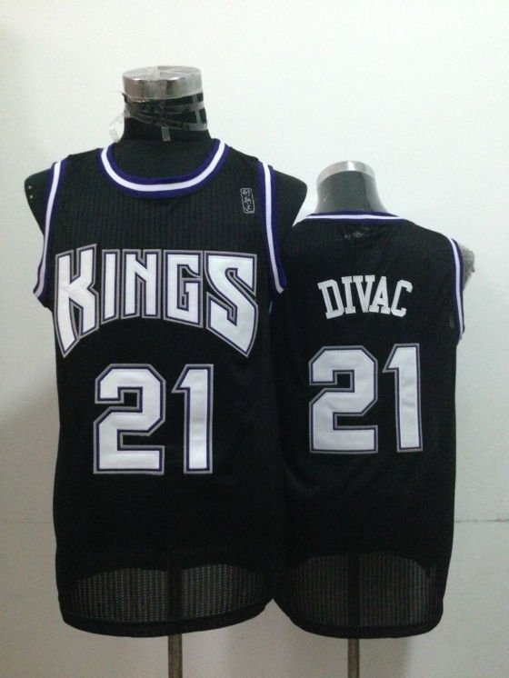 NBA Sacramento Kings 21 Vlade Divac Authetic Black Jersey