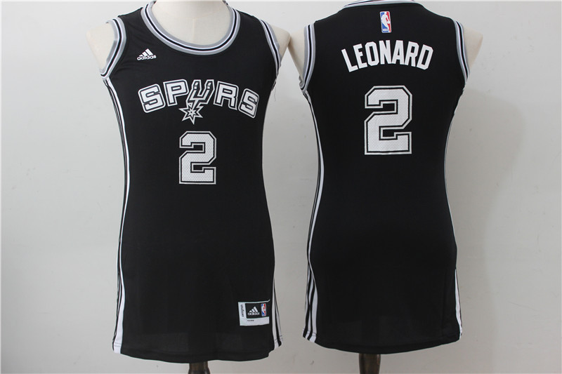 NBA San Antonio Spurs 2 Kawhi Leonard Black Women Dress Jersey