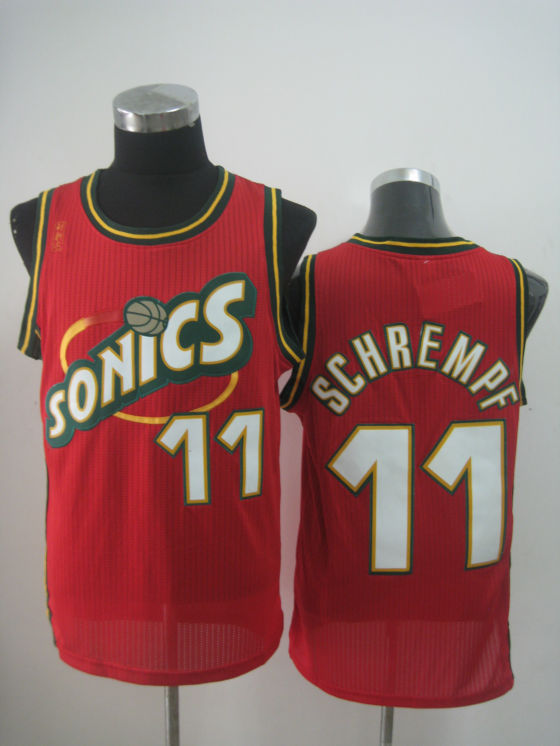 NBA Seattle Sonics 11 Detlef Schrempf Authentic Throwback Red Jersey
