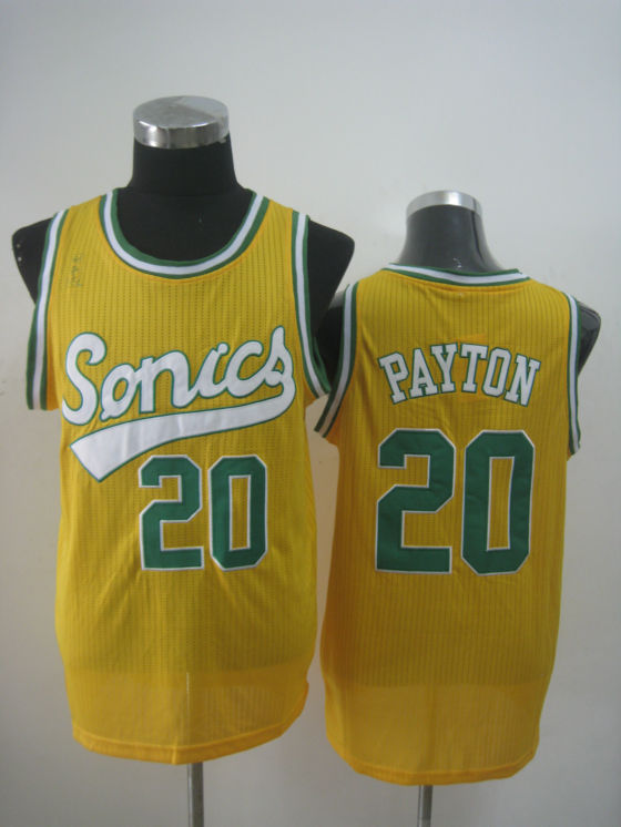 NBA Seattle Sonics 20 Gary Payton Authentic Throwback Soul Yellow Jersey