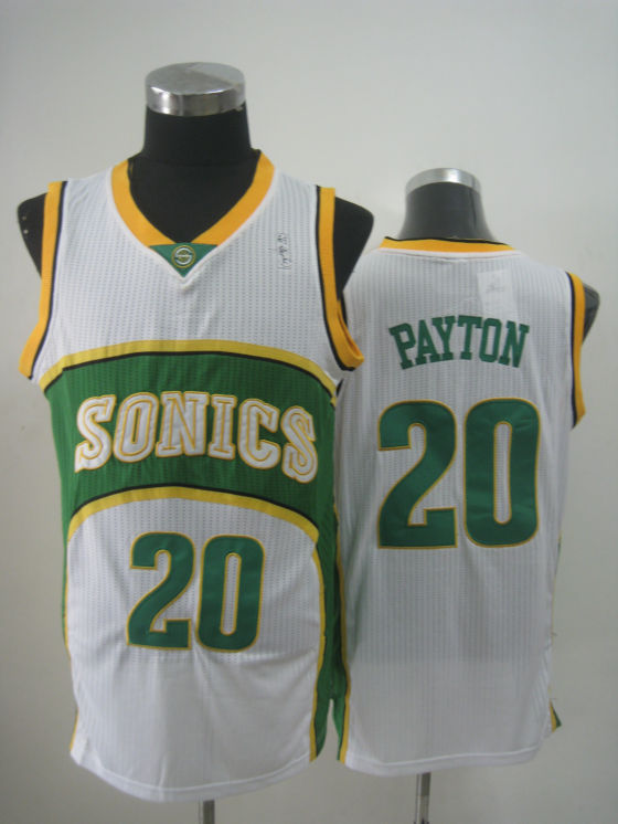 NBA Seattle Sonics 20 Gary Payton Authentic Throwback White Jersey