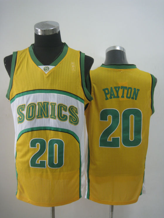 NBA Seattle Sonics 20 Gary Payton Authentic Throwback Yellow Jersey