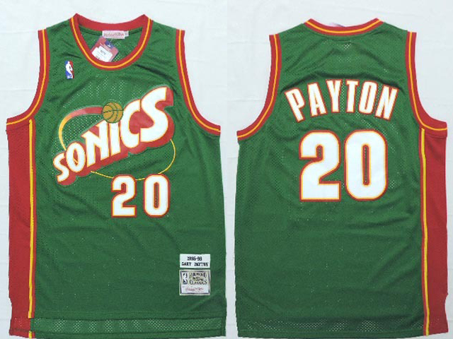 NBA Seattle Sonics 20 Gary Payton Throwback Green Jersey