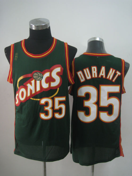 NBA Seattle Sonics 35 Kevin Durant Authentic Throwback Soul White Jersey