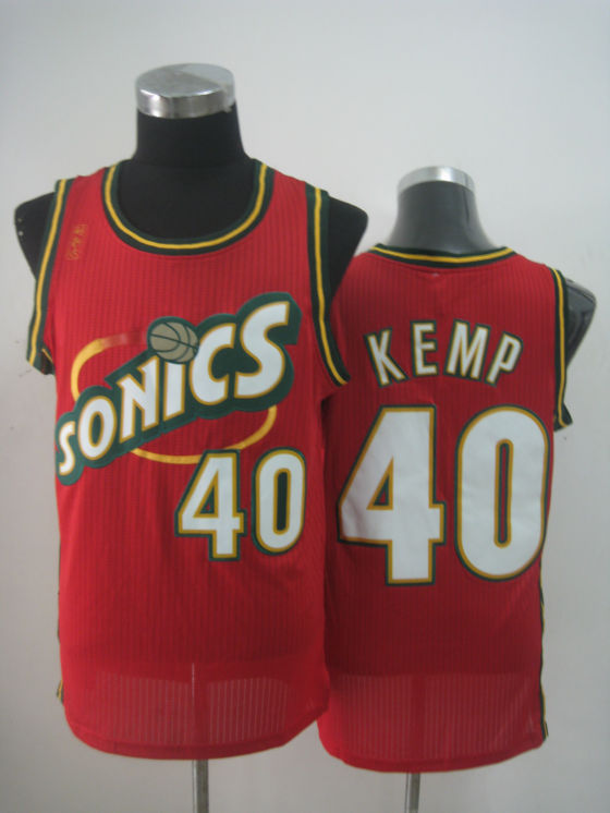 NBA Seattle Sonics 40 Shaw Kemp Authentic Throwback Soul Red Jersey