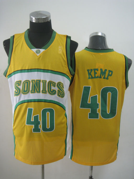 NBA Seattle Sonics 40 Shaw Kemp Authentic Throwback Soul Yellow Jersey