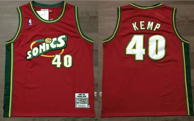 NBA Seattle Sonics 40 Shaw Kemp Swingman Throwback Red Jersey