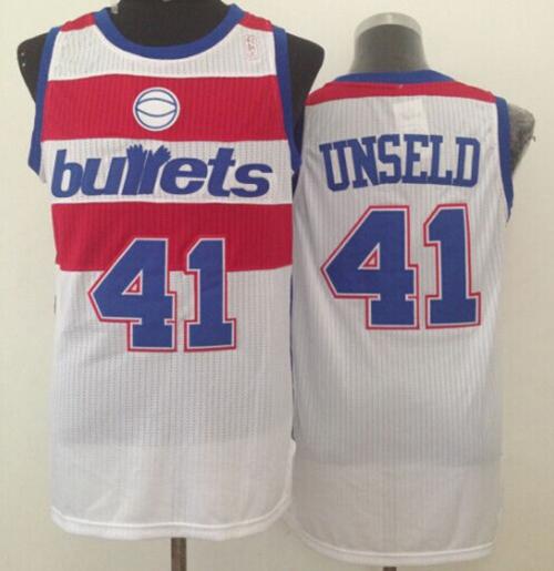 NBA Washington Wizards 41 Wes Unseld Authentic White Jersey