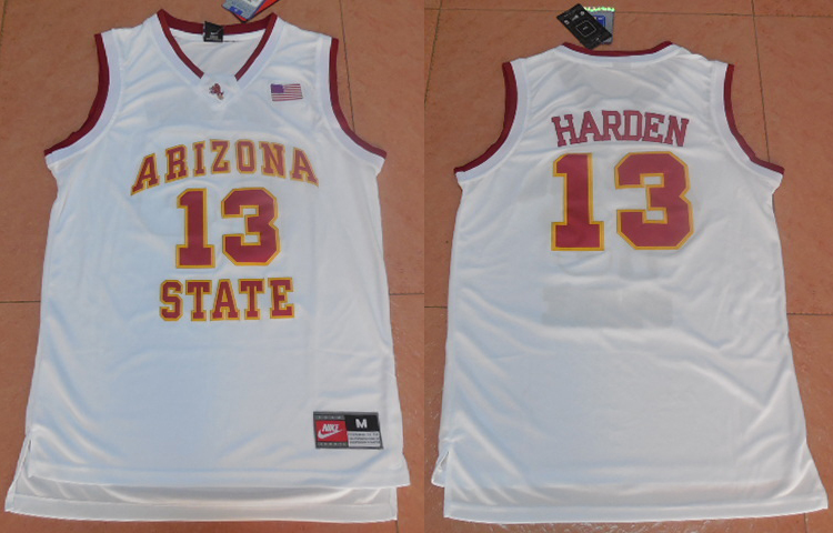 NCAA Arizona State College Jersey 13 James Harden White Jersey
