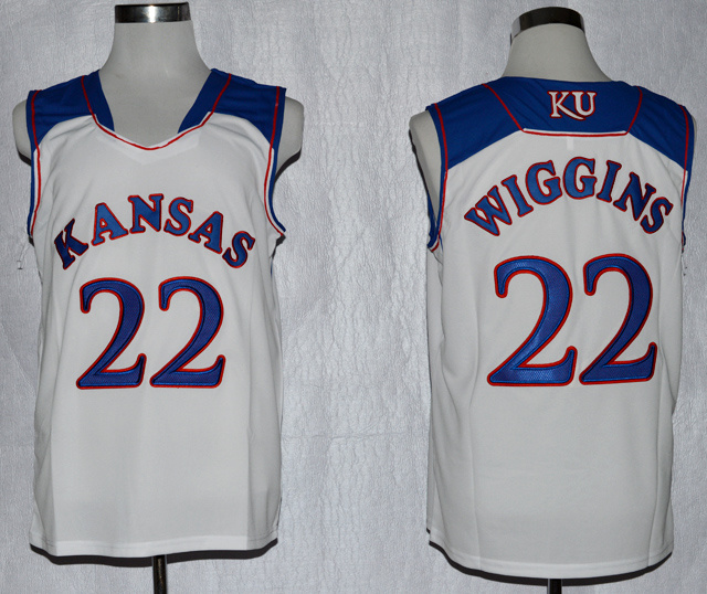 NCAA Authentic Kansas Jayhawks 22 Andrew Wiggins White College Basketball Jersey