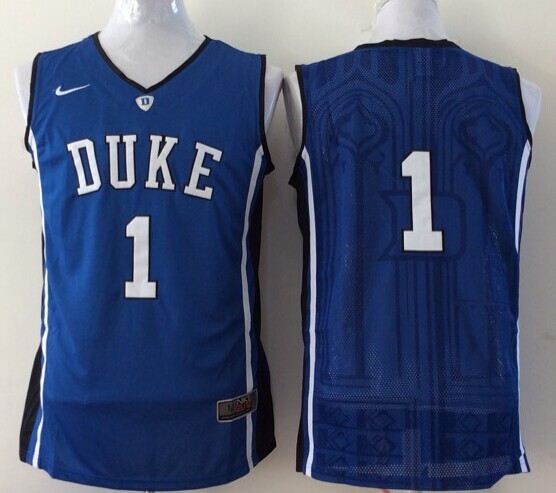 NCAA Duke Blue Devils 1 Blue College Basketball Performance Jersey ACC Patch
