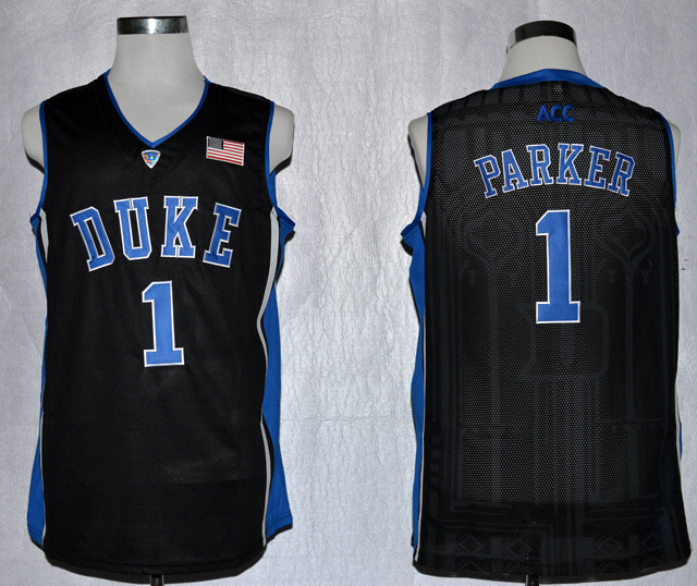 NCAA Duke Blue Devils 1 Jabari Parker Black College Basketball Performance Jersey ACC Patch