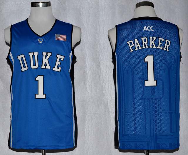 NCAA Duke Blue Devils 1 Jabari Parker Blue College Basketball Performance Jersey ACC Patch