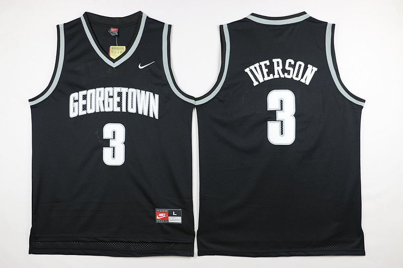 NCAA Georgetown Hoyas 3 Allen Iverson Jersey college basketball Black jersey
