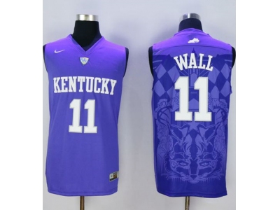 NCAA Men Kentucky Wildcats 11 John Wall Blue Basketball Stitched Jersey