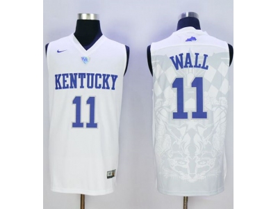NCAA Men Kentucky Wildcats 11 John Wall White Basketball Stitched Jersey