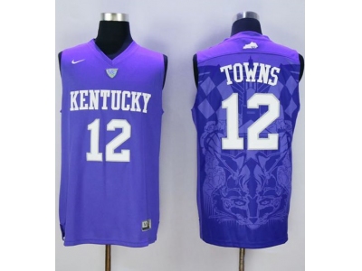 NCAA Men Kentucky Wildcats 12 Karl Anthony Towns Blue Basketball Stitched Jersey