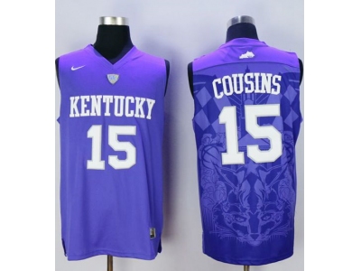 NCAA Men Kentucky Wildcats 15 DeMarcus Cousins Blue Basketball Stitched Jersey