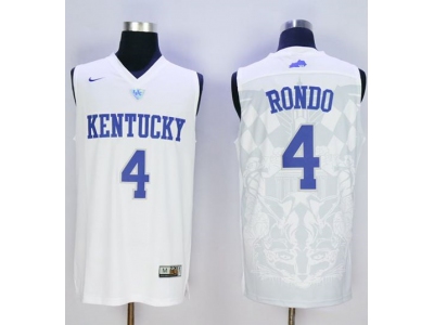 NCAA Men Kentucky Wildcats 4 Rajon Rondo White Basketball Stitched Jersey