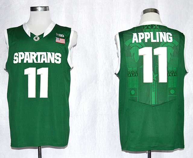 NCAA NWT Michigan State Spartans 11 Keith Appling jersey Green Basketball Jerseys
