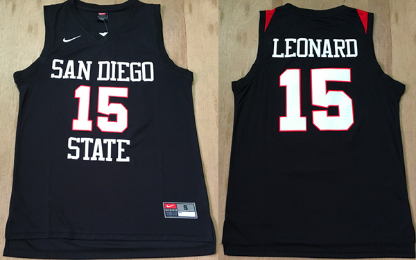 NCAA San Diego State 15 Kawhi Leonard College Basketball Black Jersey