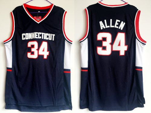 NCAA Uconn Huskies 34 Ray Allen Retro Navy College Basketball Jersey