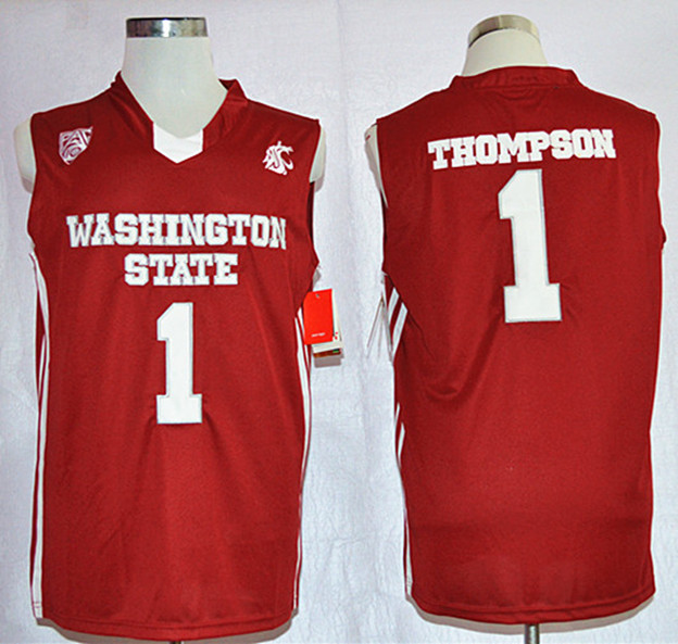 NCAA Washington State Cougars 1 Klay Thompson College Basketball Performance Red Jersey