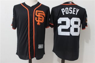 NEW Majestic MLB San Francisco Giants 28 Posey Black Jersey