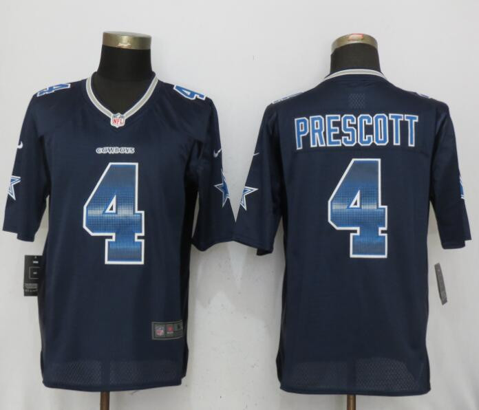  Cowboys 4 Dak Prescott Navy Strobe Limited Jersey