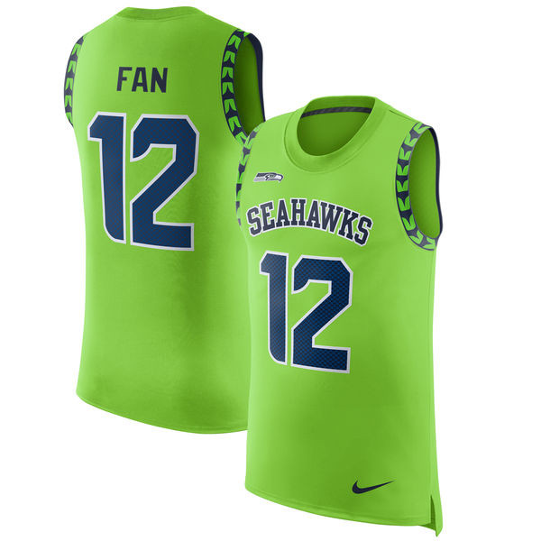  Seahawks 12 Fan Green Color Rush Men's Tank Top