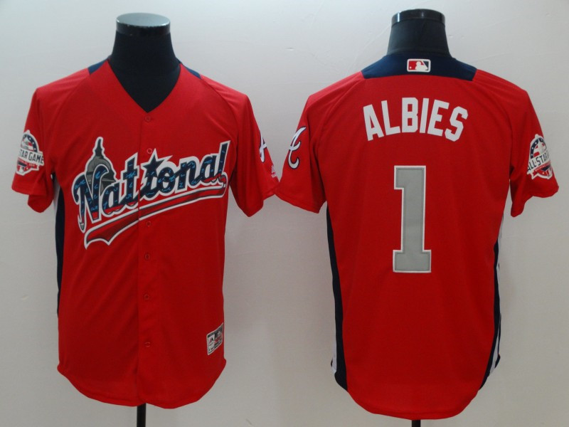National League 1 Ozzie Albies Red 2018 MLB All Star Game Home Run Derby Jersey