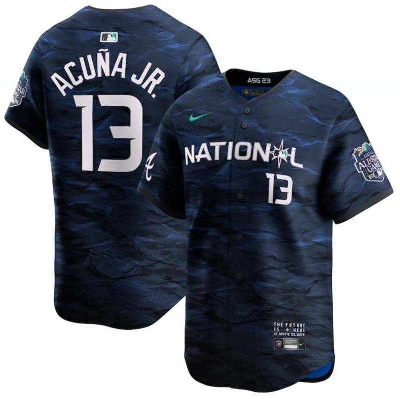 National League 13 Ronald Acuna Jr. Royal Nike 2023 MLB All Star Game Jersey