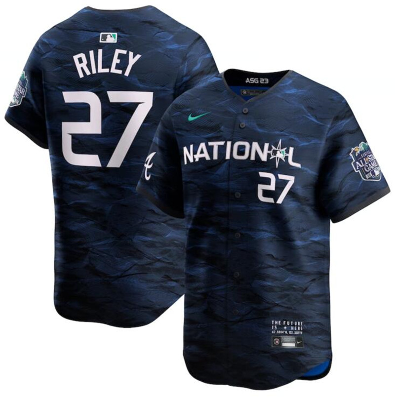 National League 27 Austin Riley Royal Nike 2023 MLB All Star Game Jersey