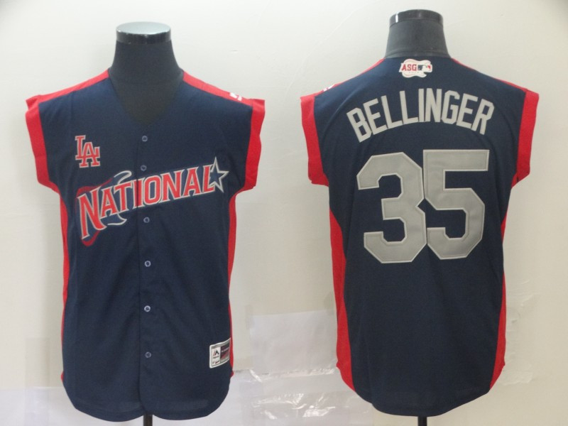 National League 35 Cody Bellinger Navy 2019 MLB All Star Game Workout Player Jersey