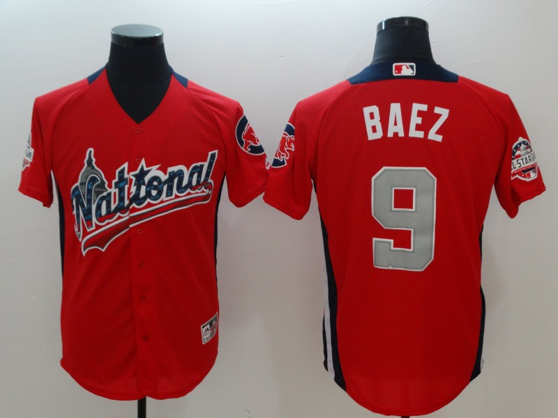 National League 9 Javier Baez Red 2018 MLB All Star Game Home Run Derby Jersey