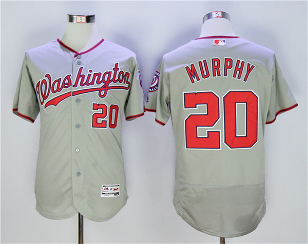 Nationals 20 Daniel Murphy Gray Flexbase Jersey