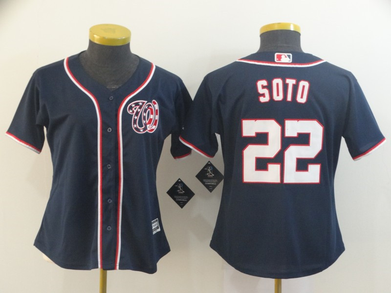 Nationals 22 Juan Soto Black Women Cool Base Jersey