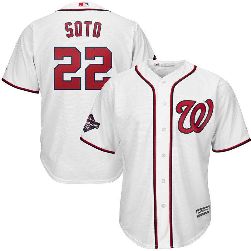 Nationals 22 Juan Soto White 2019 World Series Champions Cool Base Jersey