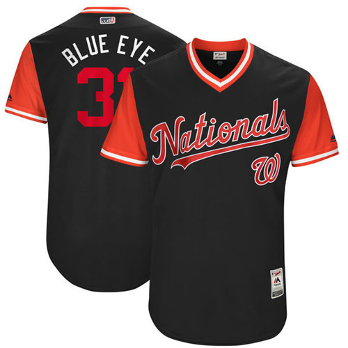 Nationals 31 Max Scherzer Blue Eye Majestic Navy 2017 Players Weekend Jersey