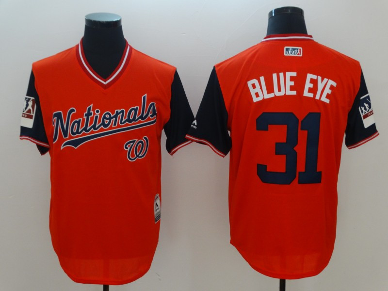 Nationals 31 Max Scherzer Blue Eye Red 2018 Players' Weekend Authentic Team Jersey