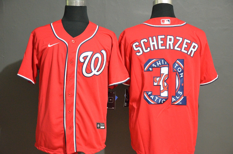 Nationals 31 Max Scherzer Red 2020 Nike Cool Base Fashion Jersey