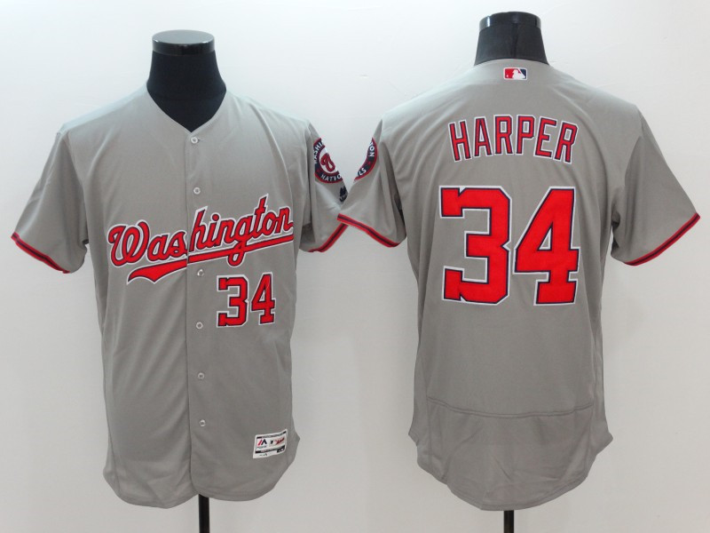 Nationals 34 Bryce Harper Gray Flexbase Jersey