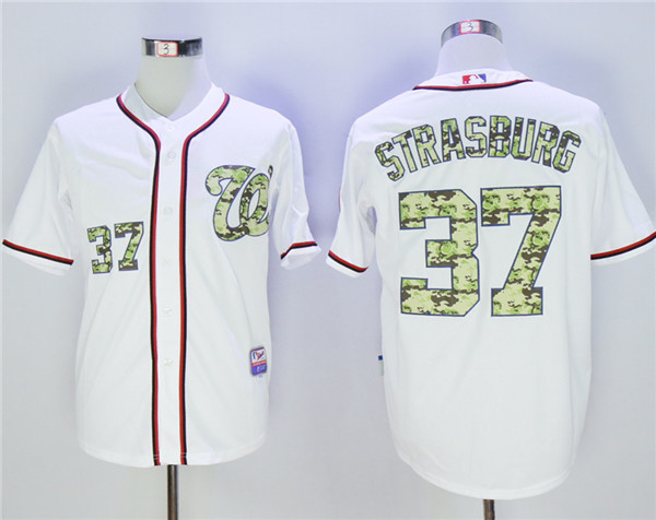 Nationals 37 Stephen Strasburg White Camo Cool Base Jersey